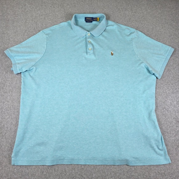 Polo Ralph Lauren Classic Fit Polo Shirt Men's XXL Light Blue Heather Casual - Picture 2 of 11